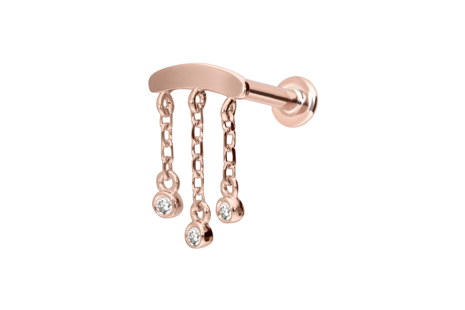 14 Karat Gold Labret Piercing mit Push Fit MOISSANIT-WINDSPIEL